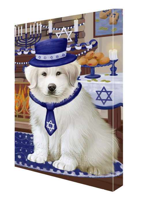 Happy Hanukkah Family and Happy Hanukkah Both Great Pyrenees Dog Canvas Print Wall Art Décor CVS140696