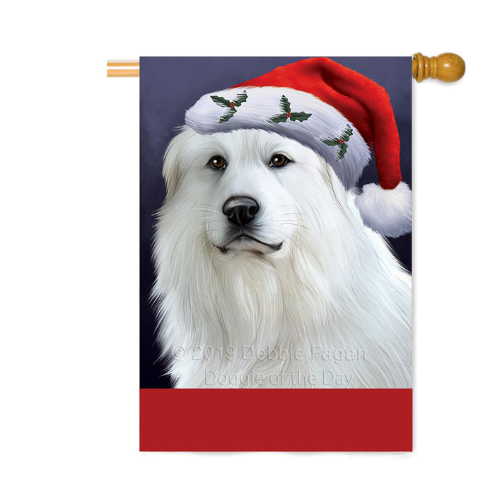 Personalized Christmas Holidays Great Pyrenees Dog Wearing Santa Hat Portrait Head Custom House Flag FLG-DOTD-A59888