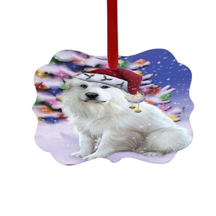 Winterland Wonderland Great Pyrenees Dog In Christmas Holiday Scenic Background Double-Sided Photo Benelux Christmas Ornament LOR49584