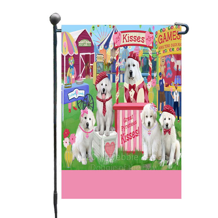 Personalized Carnival Kissing Booth Great Pyrenees Dogs Custom Garden Flag GFLG64287