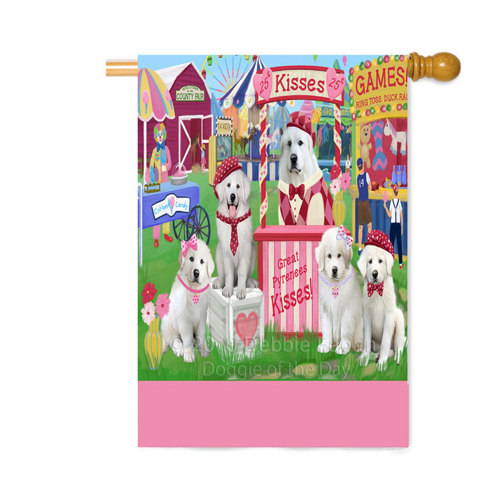 Personalized Carnival Kissing Booth Great Pyrenees Dogs Custom House Flag FLG63611