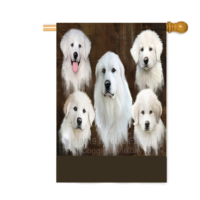 Personalized Rustic 5 Great Pyrenees Dogs Custom House Flag FLG-DOTD-A62614