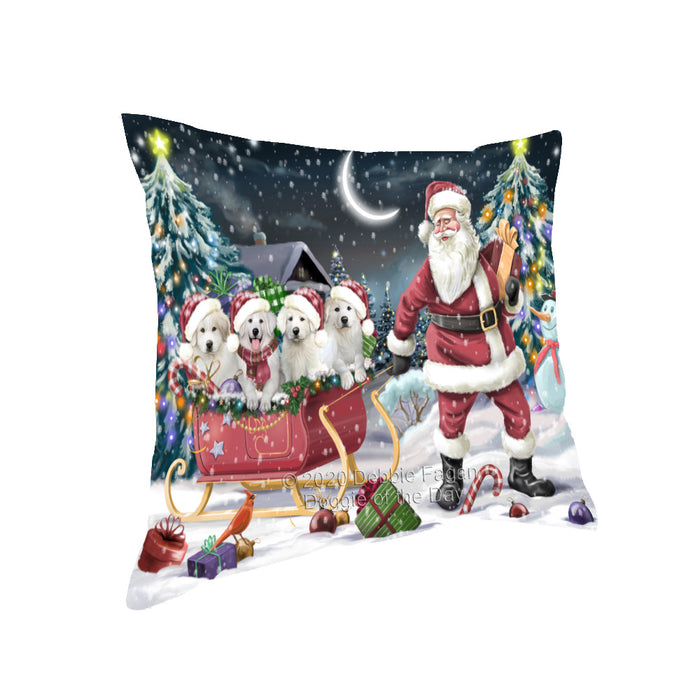 Christmas Santa Sled Great Pyrenees Dogs Pillow with Top Quality High-Resolution Images - Ultra Soft Pet Pillows for Sleeping - Reversible & Comfort - Ideal Gift for Dog Lover - Cushion for Sofa Couch Bed - 100% Polyester