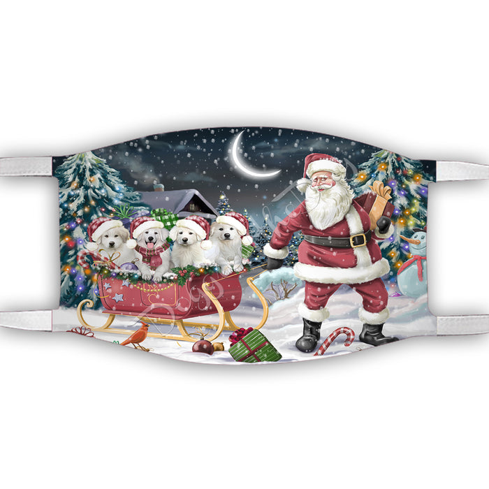 Santa Sled Dogs Christmas Happy Holidays Great Pyrenees Dogs Face Mask FM49002