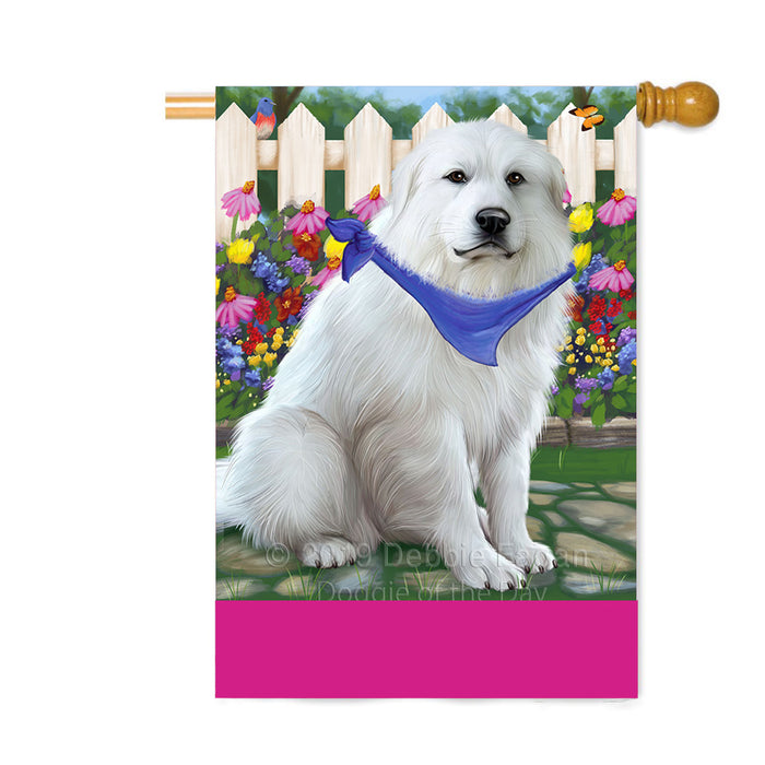 Personalized Spring Floral Great Pyrenee Dog Custom House Flag FLG-DOTD-A62933
