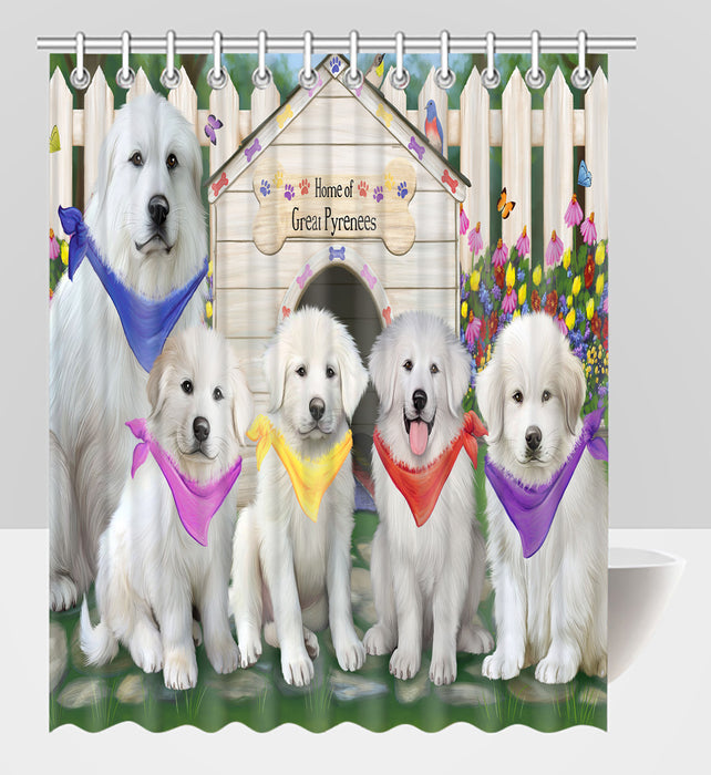 Spring Dog House Great Pyrenee Dogs Shower Curtain