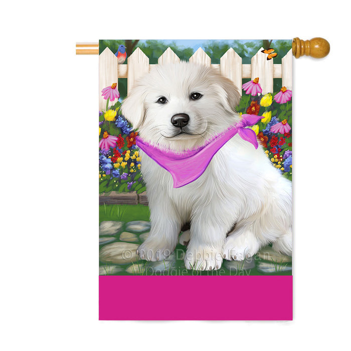 Personalized Spring Floral Great Pyrenee Dog Custom House Flag FLG-DOTD-A62935