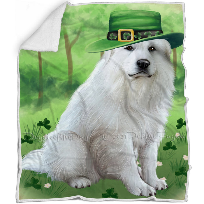 St. Patricks Day Irish Portrait Great Pyrenee Dog Blanket BLNKT132708