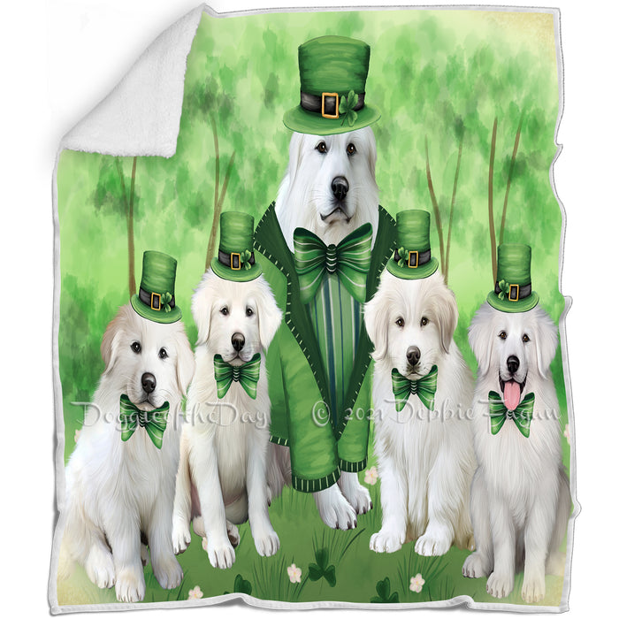St. Patricks Day Irish Portrait Great Pyrenee Dogs Blanket BLNKT132717