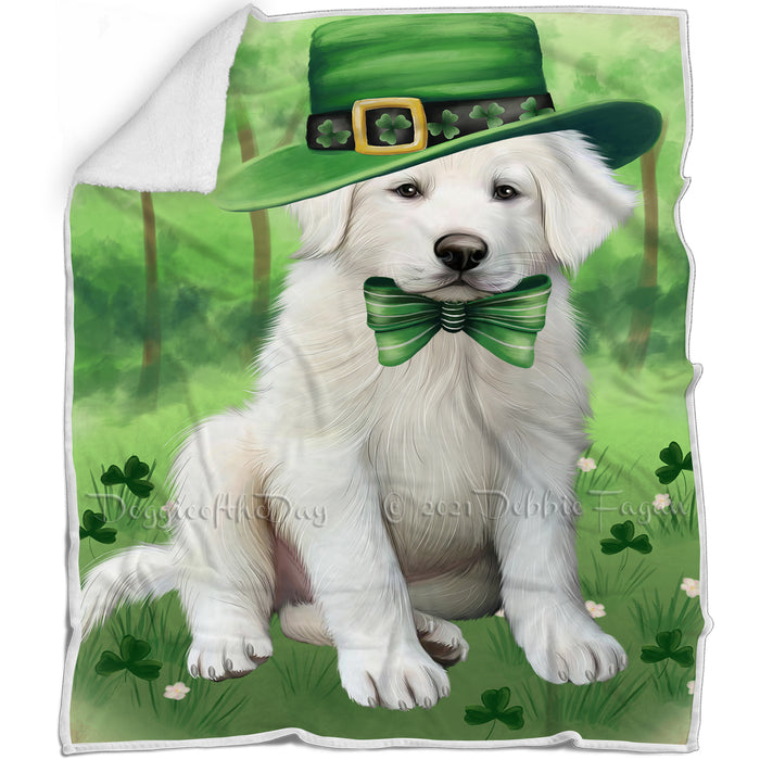 St. Patricks Day Irish Portrait Great Pyrenee Dog Blanket BLNKT132726