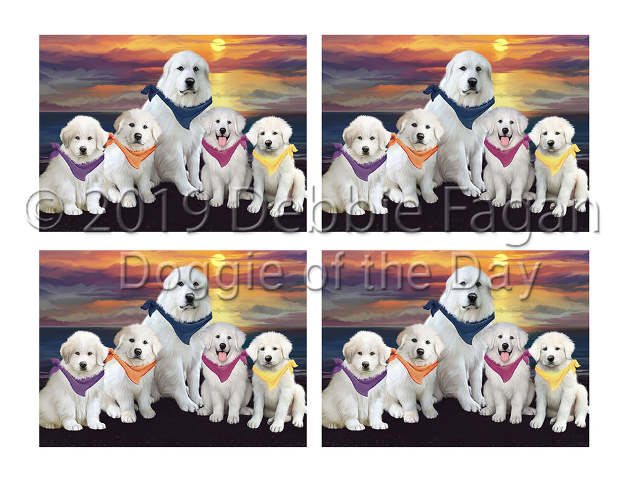 Family Sunset Portrait Great Pyrenees Dogs Placemat