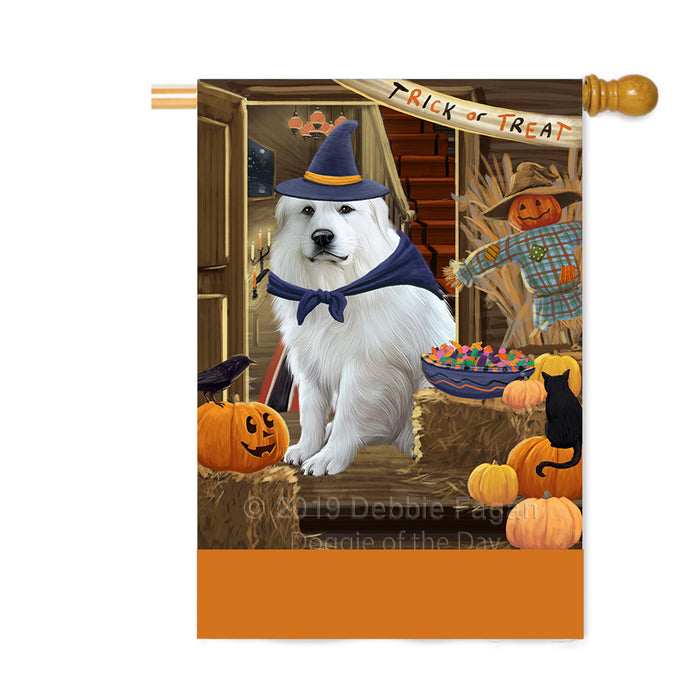 Personalized Enter at Own Risk Trick or Treat Halloween Great Pyrenees Dog Custom House Flag FLG-DOTD-A59658