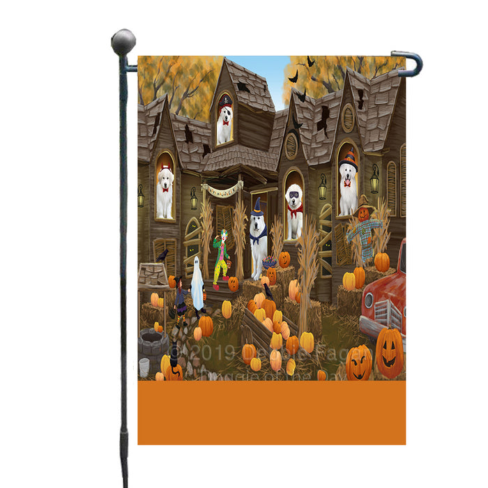 Personalized Haunted House Trick or Treat Halloween Great Pyrenees Dogs Custom Garden Flags GFLG-DOTD-A59603