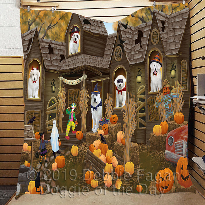Haunted House Halloween Trick or Treat Great Pyrenees Dogs Quilt