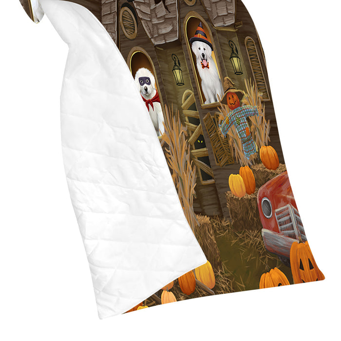 Haunted House Halloween Trick or Treat Great Pyrenees Dogs Quilt