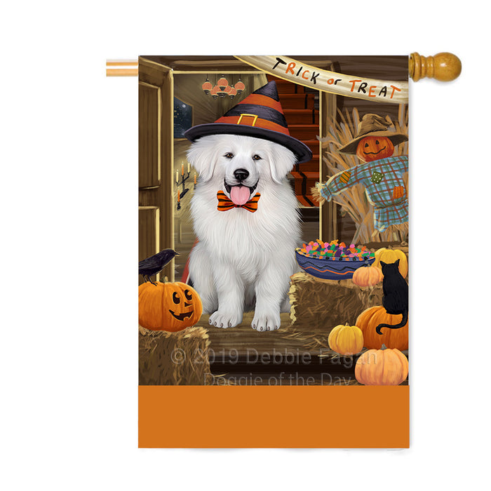 Personalized Enter at Own Risk Trick or Treat Halloween Great Pyrenees Dog Custom House Flag FLG-DOTD-A59660