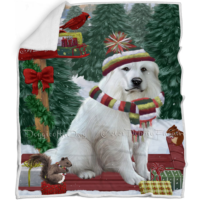 Merry Christmas Woodland Sled Great Pyrenee Dog Blanket BLNKT113916