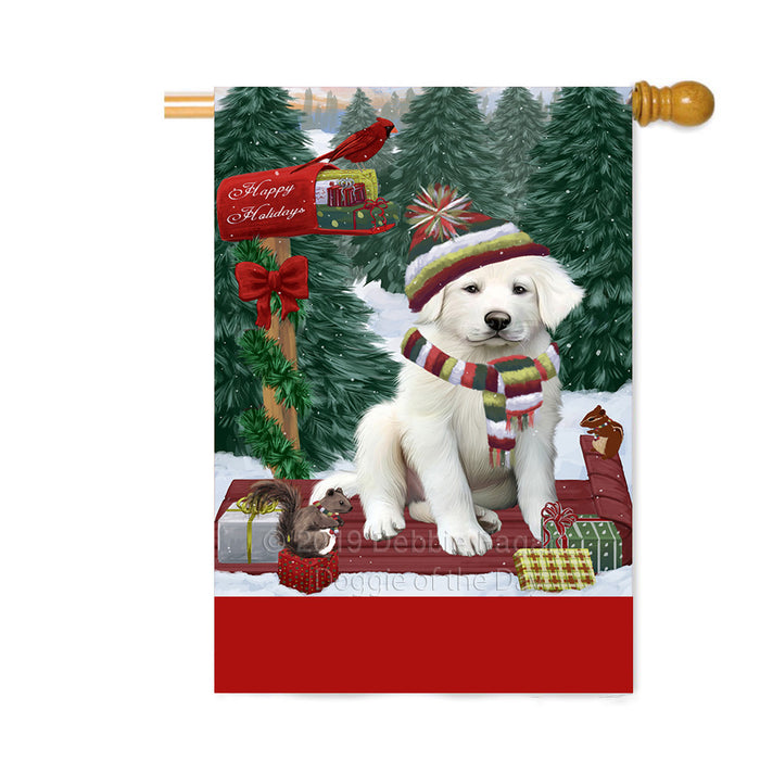 Personalized Merry Christmas Woodland Sled Great Pyrenees Dog Custom House Flag FLG-DOTD-A61657