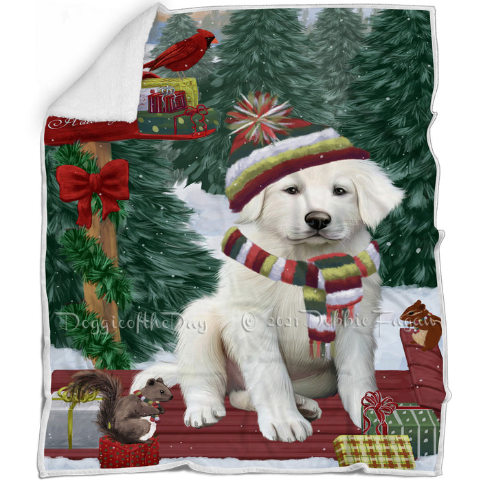 Merry Christmas Woodland Sled Great Pyrenee Dog Blanket BLNKT113925