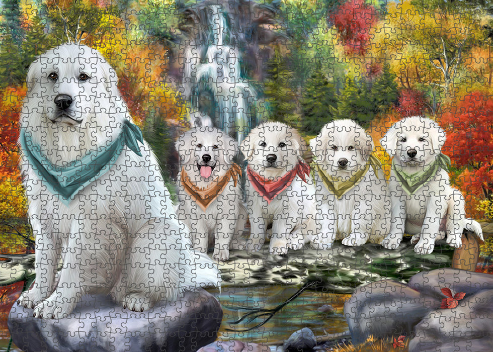 Scenic Waterfall Great Pyreneess Dog Puzzle with Photo Tin PUZL54375
