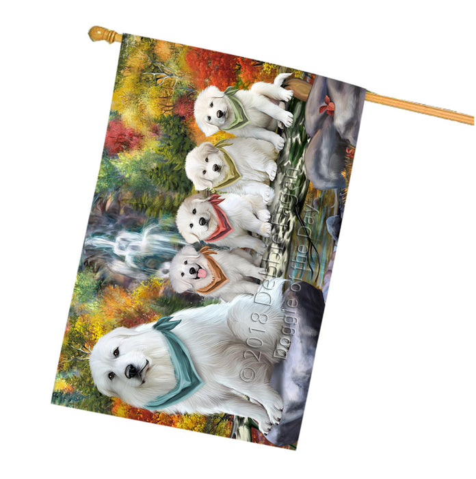 Scenic Waterfall Great Pyreneess Dog House Flag FLG50188