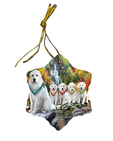 Scenic Waterfall Great Pyreneess Dog Star Porcelain Ornament SPOR50163