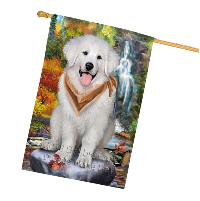 Scenic Waterfall Great Pyrenees Dog House Flag FLG50189