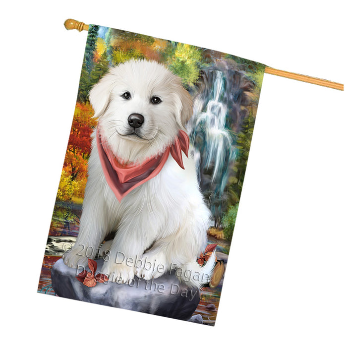 Scenic Waterfall Great Pyrenees Dog House Flag FLG50190