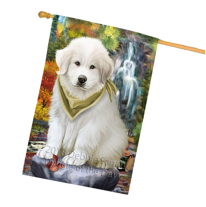 Scenic Waterfall Great Pyrenees Dog House Flag FLG50191