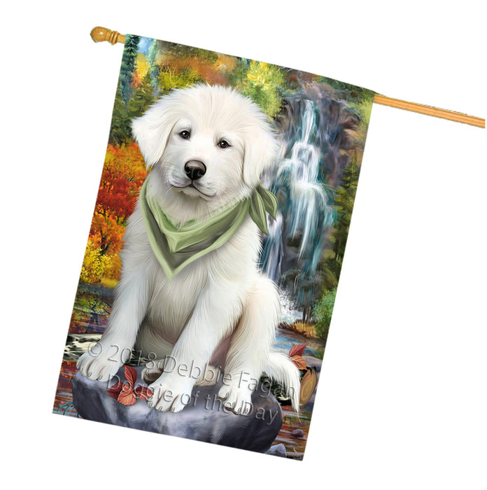 Scenic Waterfall Great Pyrenees Dog House Flag FLG50192