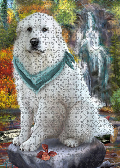 Scenic Waterfall Great Pyrenees Dog Puzzle with Photo Tin PUZL54390