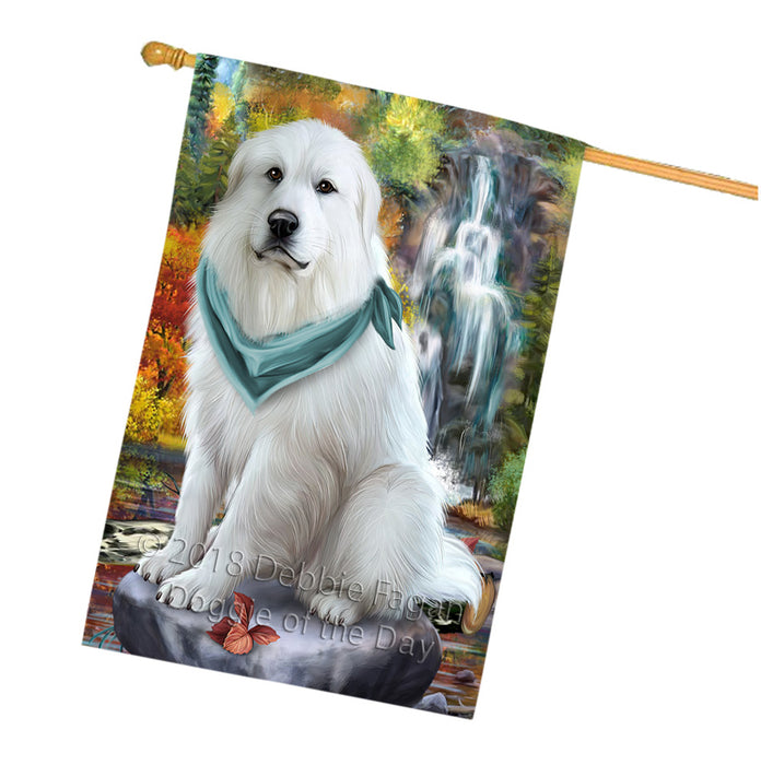 Scenic Waterfall Great Pyrenees Dog House Flag FLG50193