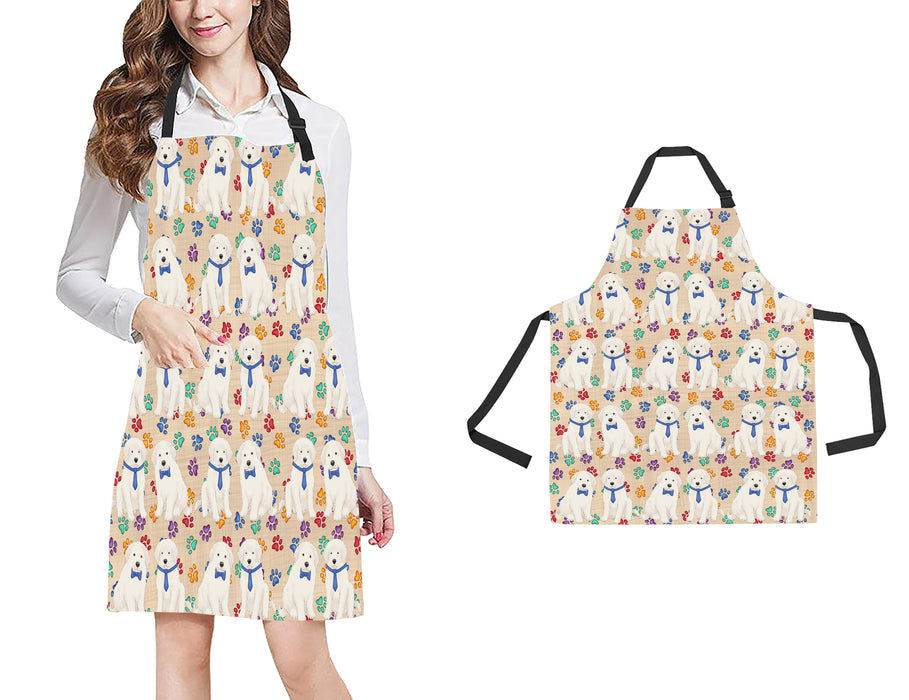 Rainbow Paw Print Great Pyrenees Dogs Blue All Over Print Adjustable Apron