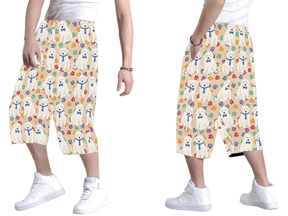 Rainbow Paw Print Great Pyrenees Dogs Blue All Over Print Men's Baggy Shorts