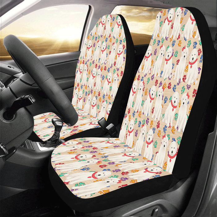 Rainbow Paw Print Great Pyrenees Dogs Red Car Seat Covers (Set of 2)