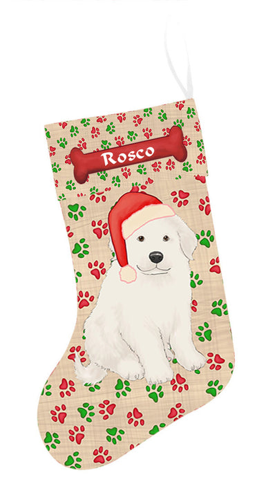 Pet Name Personalized Christmas Paw Print Great Pyrenees Dogs Stocking