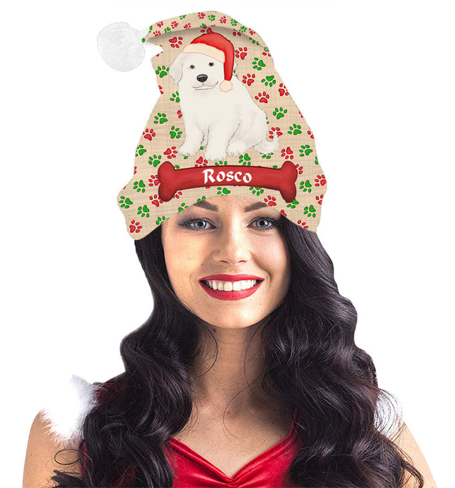 Pet Name Personalized Christmas Paw Print Great Pyrenees Dogs Santa Hat