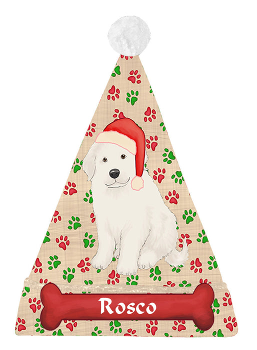 Pet Name Personalized Christmas Paw Print Great Pyrenees Dogs Santa Hat