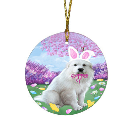 Easter Holiday Great Pyrenee Dog Round Flat Christmas Ornament RFPOR57305