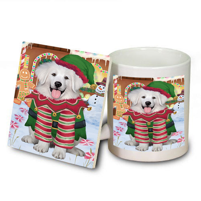 Christmas Gingerbread House Candyfest Great Pyrenee Dog Mug and Coaster Set MUC56342