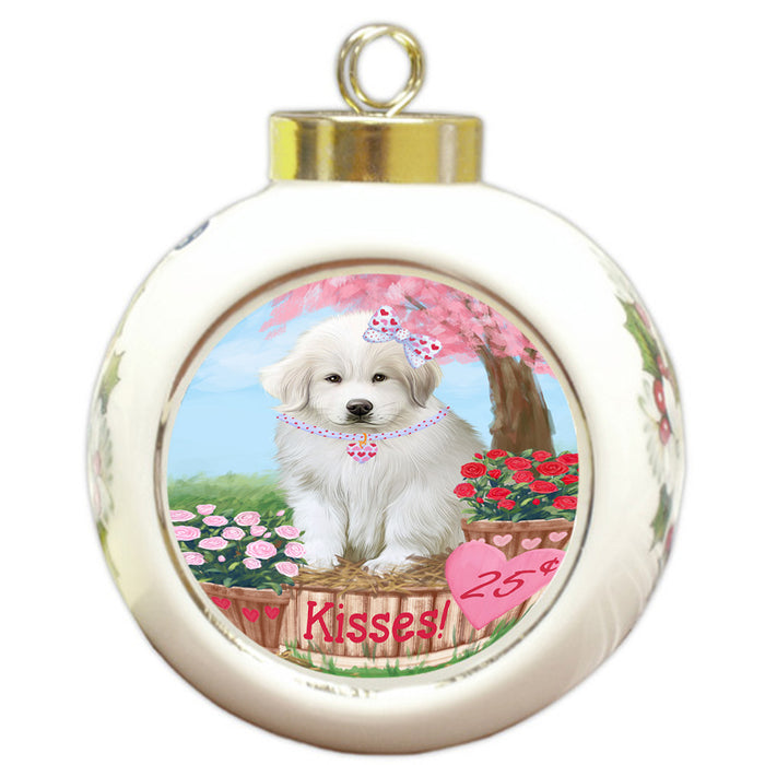 Rosie 25 Cent Kisses Great Pyrenee Dog Round Ball Christmas Ornament RBPOR56236