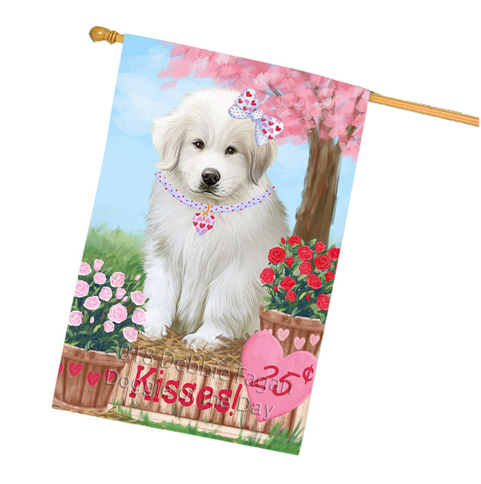 Rosie 25 Cent Kisses Great Pyrenee Dog House Flag FLG56564