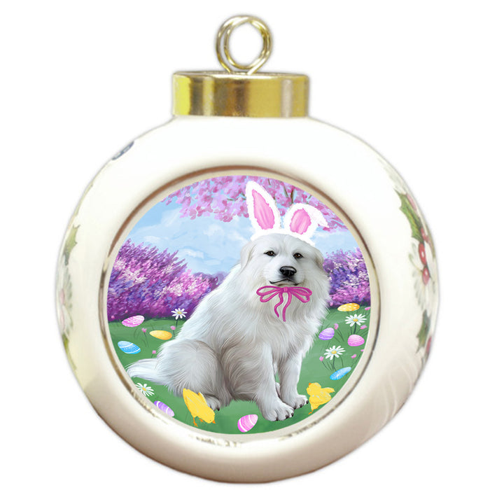 Easter Holiday Great Pyrenee Dog Round Ball Christmas Ornament RBPOR57305