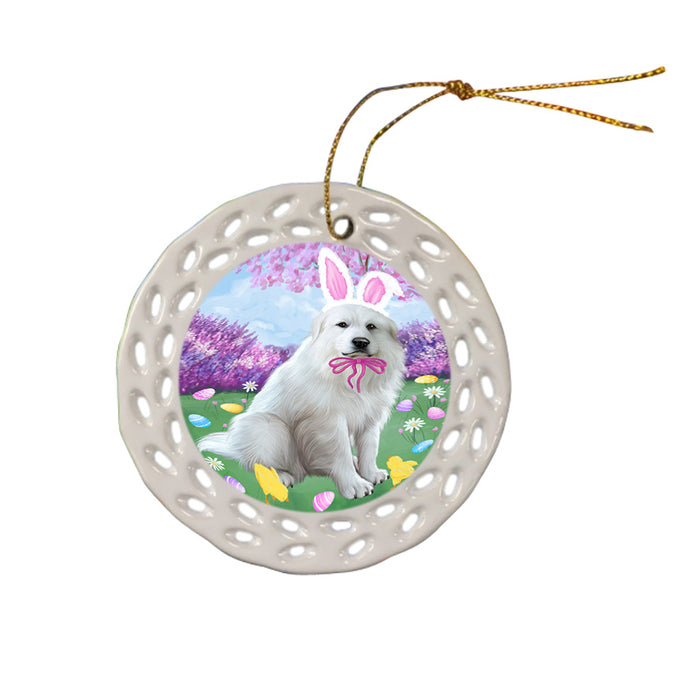 Easter Holiday Great Pyrenee Dog Ceramic Doily Ornament DPOR57305