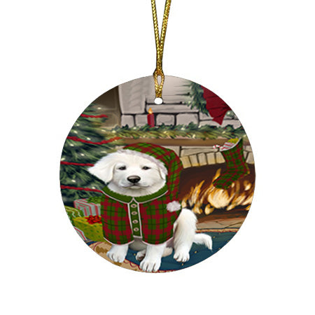 The Stocking was Hung Great Pyrenee Dog Round Flat Christmas Ornament RFPOR55680