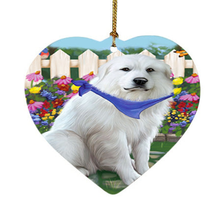 Spring Floral Great Pyrenee Dog Heart Christmas Ornament HPOR52259