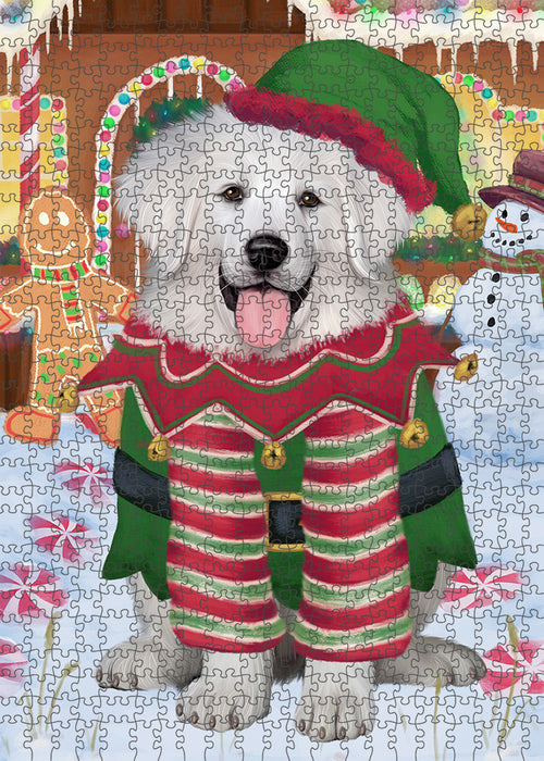 Christmas Gingerbread House Candyfest Great Pyrenee Dog Puzzle with Photo Tin PUZL93600
