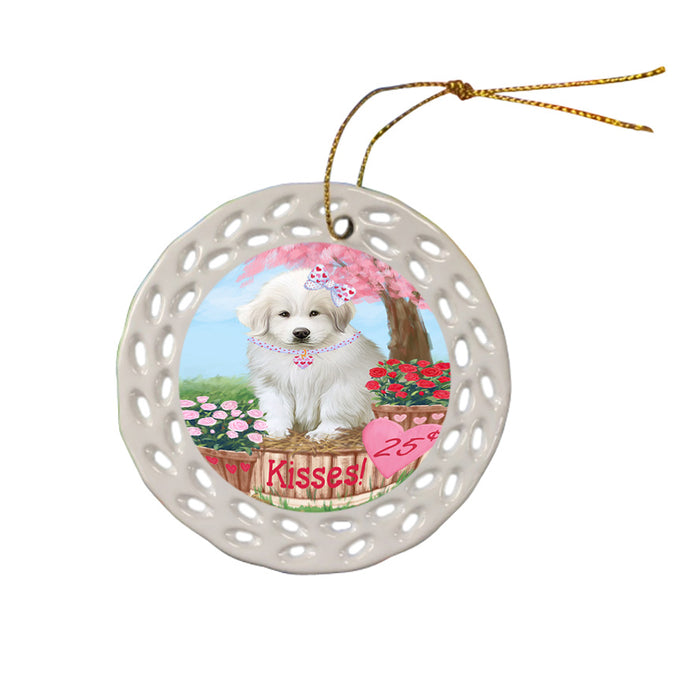 Rosie 25 Cent Kisses Great Pyrenee Dog Ceramic Doily Ornament DPOR56236