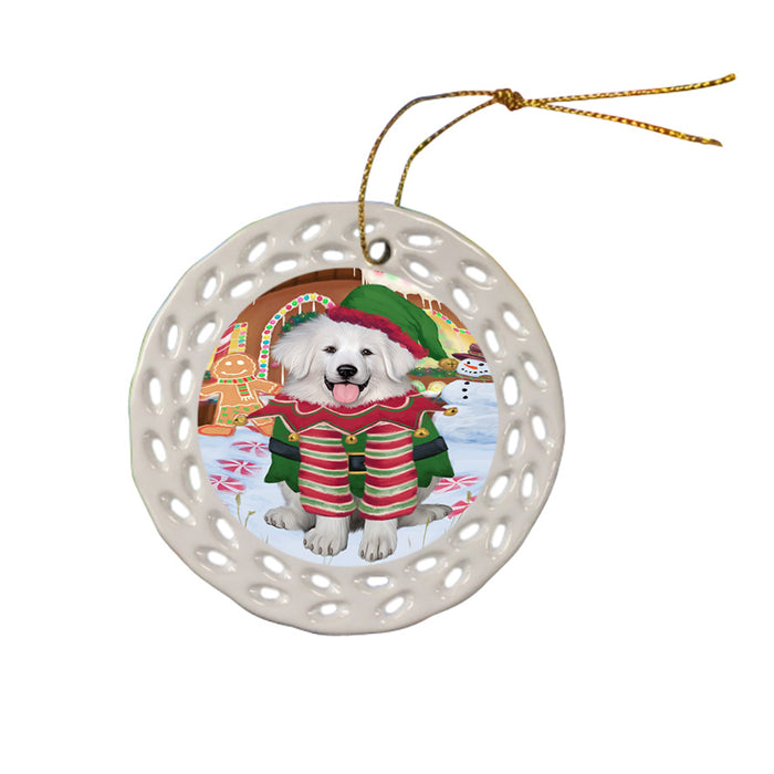 Christmas Gingerbread House Candyfest Great Pyrenee Dog Ceramic Doily Ornament DPOR56706