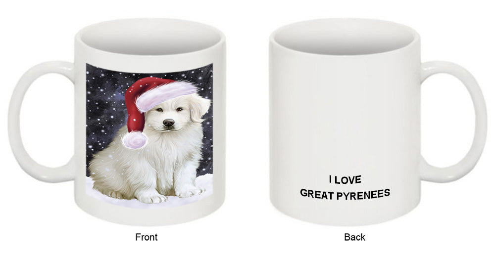 Let it Snow Christmas Holiday Great Pyrenee Dog Wearing Santa Hat Coffee Mug MUG49695